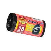 Мешки для мусора 20 л, с ручками, черные, в рулоне 30 шт., ПНД, 10 мкм, 550х440 мм, Крепак, 4607075710276 в Энгельсе Мешки для мусора 20 л, с ручками, черные, в рулоне 30 шт., ПНД, 10 мкм, 550х440 мм, Крепак, 4607075710276 в Энгельсе