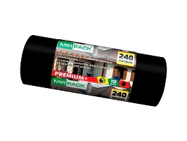 Мешки для мусора 240 л, ароматизированные, черные, в рулоне 10 шт., ПВД 45 мкм, 1300х930 мм, PREMIUM+, 24010830 в Энгельсе