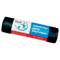 Мешки для мусора 160 л, черные, в рулоне 20 шт., ПВД, 30 мкм, 1200х870 мм, PACLAN Professional, 604082 в Энгельсе