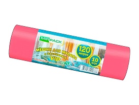 Мешки для мусора 120 л, с завязками, красные, в рулоне 10 шт., ПНД, 15 мкм, 800х750 мм, VIP, Z12010red в Энгельсе