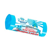 Мешки для мусора 30 л, голубые, в рулоне 30 шт. + 3 пакета в подарок, ПНД, 5 мкм, 560х480 мм, Королевство Чистоты, МК3964 (ПЭКЧ-30-30г) в Энгельсе