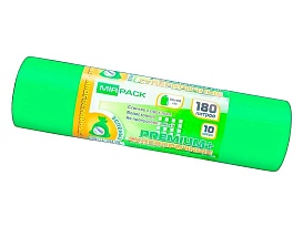 Мешки для мусора 180 л, ароматизированные, зеленые, в рулоне 10 шт., ПВД, 35 мкм, 1100х930 мм, PREMIUM+, 180105301 в Энгельсе