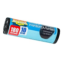 Мешки для мусора 180 л, с ушками, черные, в рулоне 10 шт., ПНД, 20 мкм, 1150х800 мм, Крепак, 4607075710498 в Энгельсе