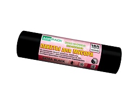 Мешки для мусора 180 л, ароматизированные, черные, в рулоне 10 шт., ПВД, 50 мкм, 1100х930 мм, EXTRA black, 18008301 в Энгельсе