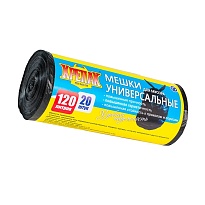 Мешки для мусора 120 л, черные, в рулоне 20 шт., ПНД, 15 мкм, 1100х700 мм, Крепак, 4607075710207 в Энгельсе