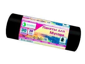 Мешки для мусора 30 л, черные, в рулоне 20 шт., ПНД, 7 мкм, 600х500 мм, MIRPACK Classik, 302040 в Энгельсе