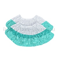 Бахилы бело-бирюзовые 1000 шт (500 пар), 48 мкм, двойная подошва, с одной резинкой, Эконом+ в Энгельсе Бахилы бело-бирюзовые 1000 шт (500 пар), 48 мкм, двойная подошва, с одной резинкой, Эконом+ в Энгельсе