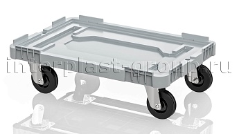 Тележка пластиковая сплошная без тормозов усиленная серая в Энгельсе