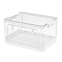 Ящик пластиковый складной прозрачный, дно белое, 360х235х230 мм, с колесиками в Энгельсе