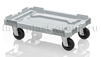 Тележка пластиковая сплошная без тормозов серая в Энгельсе Тележка пластиковая сплошная без тормозов серая в Энгельсе