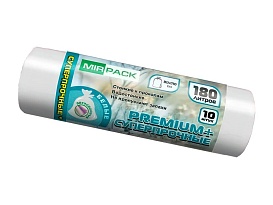 Мешки для мусора 180 л, ароматизированные, белые, в рулоне 10 шт., ПВД, 35 мкм, 1100х930 мм, PREMIUM+, 180105302 в Энгельсе