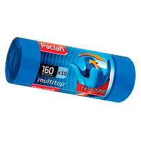 Мешки для мусора 160 л, с ушками, синие, в рулоне 10 шт., ПВД, 30 мкм, 1250х900 мм, PACLAN Multitop, 604064 в Энгельсе