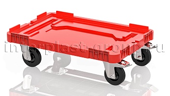 Тележка пластиковая сплошная 2 колеса с тормозом усиленная красная в Энгельсе Тележка пластиковая сплошная 2 колеса с тормозом усиленная красная в Энгельсе