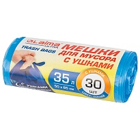 Мешки для мусора 35 л, с ушками, синие, в рулоне 30 шт., ПНД, 11 мкм, 650х500 мм, LAIMA ULTRA, 607684 в Энгельсе