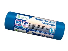 Мешки для мусора 30 л, синие, в рулоне 20 шт., ПНД, 7 мкм, 600х500 мм, MIRPACK Classik, 302041 в Энгельсе
