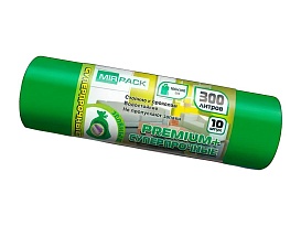 Мешки для мусора 300 л, зеленые, в рулоне 10 шт., ПВД 70 мкм, 1400х1000 мм, PREMIUM+, 300101601 в Энгельсе Мешки для мусора 300 л, зеленые, в рулоне 10 шт., ПВД 70 мкм, 1400х1000 мм, PREMIUM+, 300101601 в Энгельсе