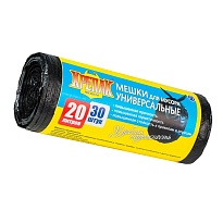 Мешки для мусора 20 л, черные, в рулоне 30 шт., ПНД, 10 мкм, 550х440 мм, Крепак, 4607075710092 в Энгельсе Мешки для мусора 20 л, черные, в рулоне 30 шт., ПНД, 10 мкм, 550х440 мм, Крепак, 4607075710092 в Энгельсе