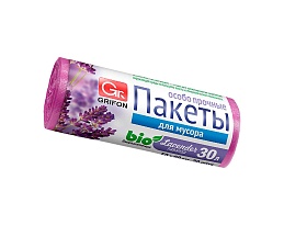 Мешки для мусора 30 л, ароматизированные, Лаванда, сиреневые, в рулоне 20 шт., ПНД, 9 мкм, 560х530 мм, GRIFON Aroma, 101-020 La в Энгельсе
