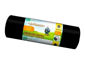 Мешки для мусора 180 л, ароматизированные, черные, в рулоне 10 шт., ПВД, 100 мкм, 1100х930 мм, Добрыня, Dob18010black в Энгельсе